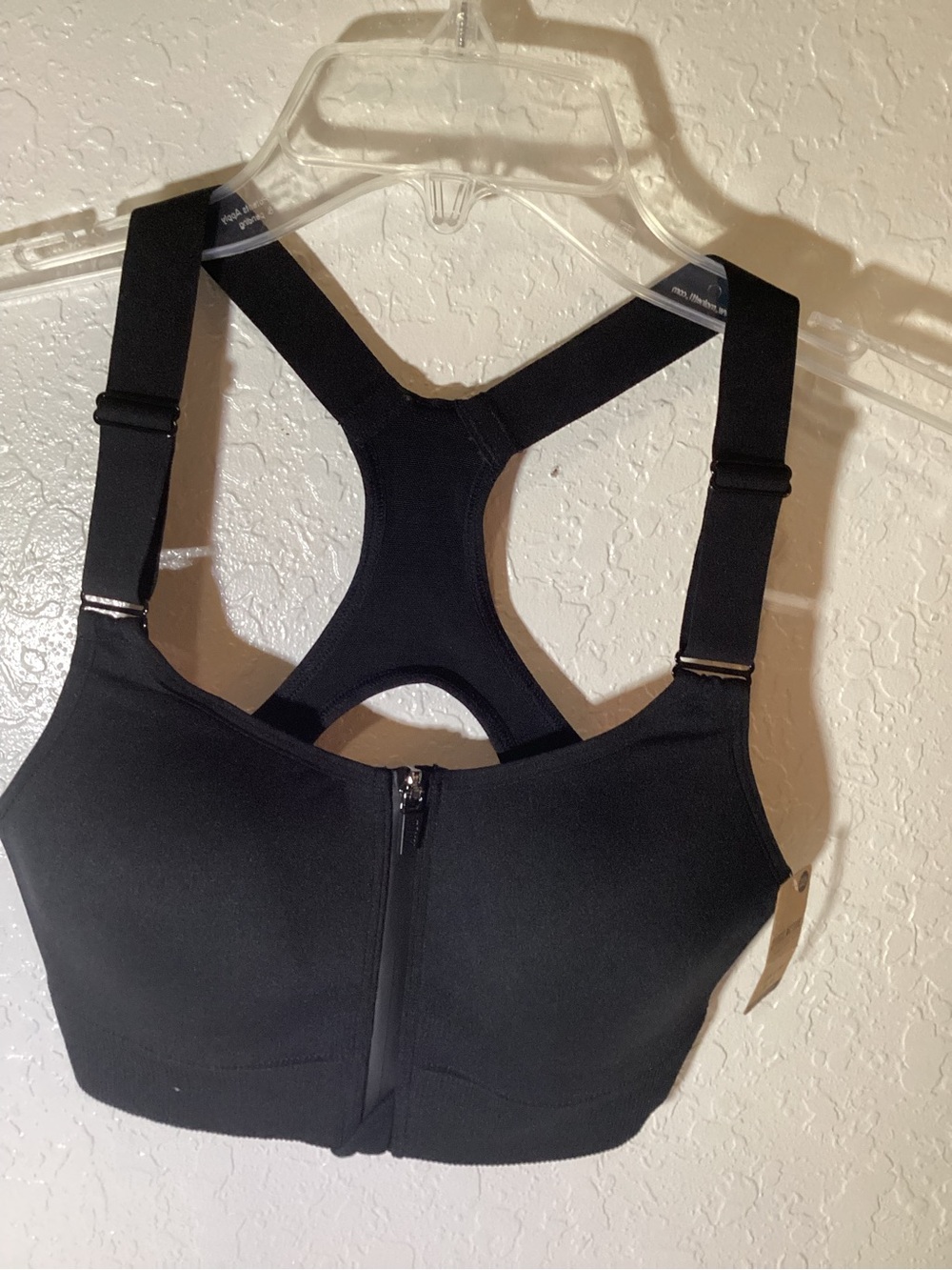 PINK Victoria's Secret Black Front-Zip Racerback Sports Bra
